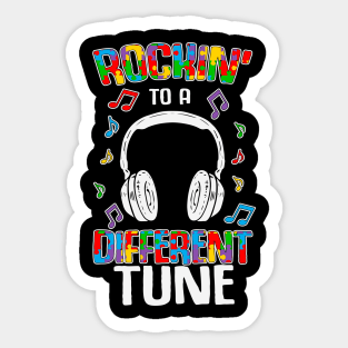 Rocking to a different tune Puzzle piece Autism Awareness Gift for Birthday, Mother's Day, Thanksgiving, Christmas Sticker